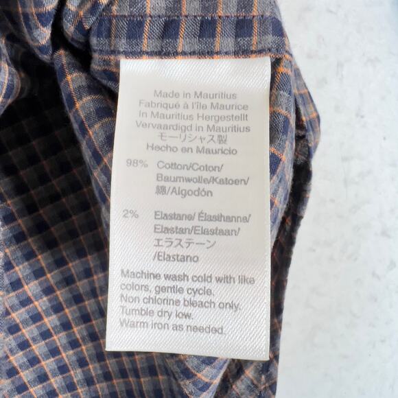 J. Crew Mercantile Flex Button Down Shirt Men's L Blue Orange Check Long Sleeve - Picture 4 of 13